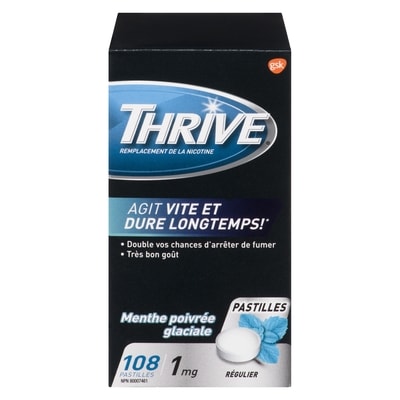 Thrive Pastilles remplacement de la nicotine menthe poivrée glaciale régulier 1 mg 108 ea, 0,32 $/1ch