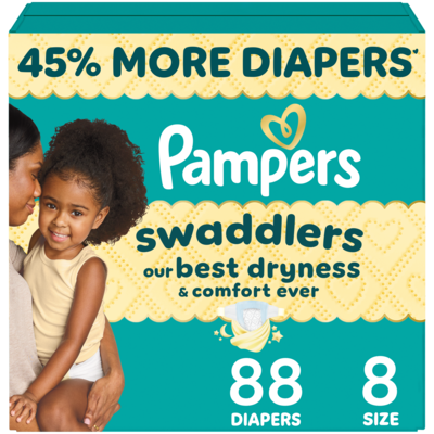 Pampers Swaddlers Active Baby Diapers, Size 8, 88 Count 88 ea, $0.62/1ea