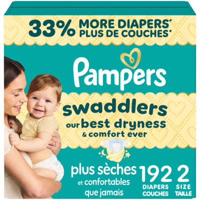 Pampers Couches Swaddlers, taille 2, 192 couches 192 ea, 0,31 $/1ch