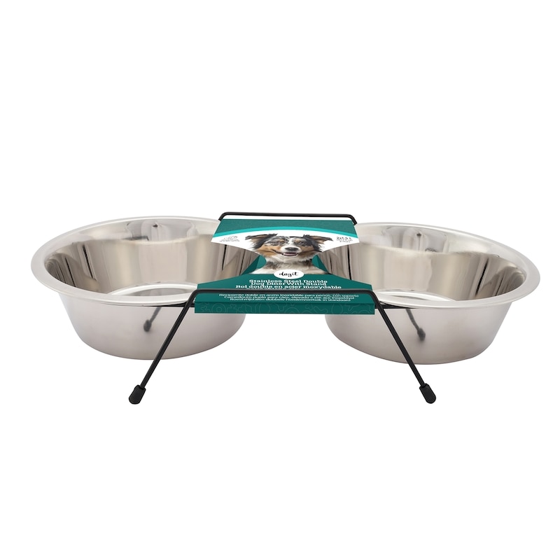 Stainless Steel Double Bowls, Large
