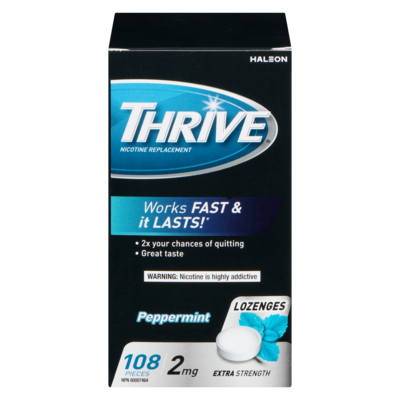 Thrive Lozenges Nicotine Replacement Peppermint Chill Extra Strength 2 Mg 108 ea, $0.44/1ea