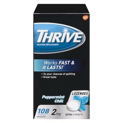 Thrive Lozenges Nicotine Replacement Peppermint Chill Extra Strength 2 Mg 108 ea, $0.40/1ea