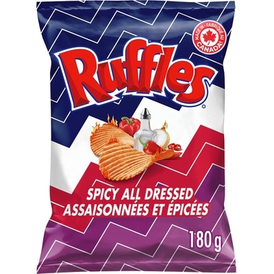 Ruffles Spicy All Dressed Flavoured Potato Chips 180 g, $2.38/100g