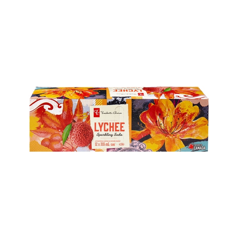 President's Choice Lychee Flavoured Sparkling Soda - 12x355.0 ml
