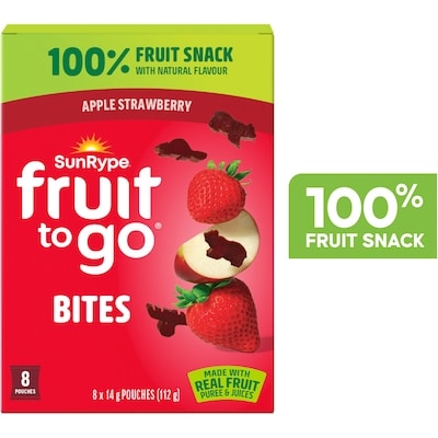 SunRype Fruit To Go 100% Fruit Snack Bites Apple Strawberry 112 g, $6.24/100g