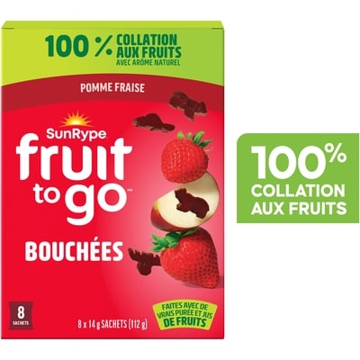 SunRype Fruit to go 100 % collation aux fruits bouchées pomme fraise 112 g, 6,24 $/100g
