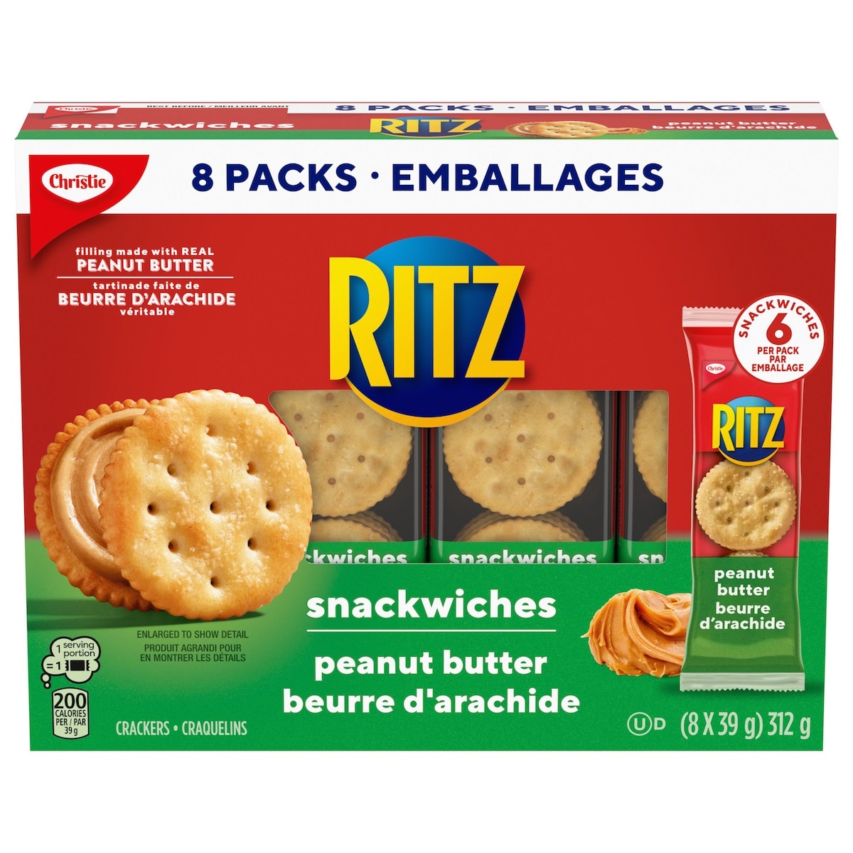 Christie RITZ Peanut Butter Snackwiches, Filled Cracker Sandwiches 312 g, $1.92/100g