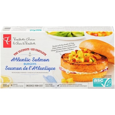 le Choix du Président Les fabuleux burgers de saumon de l’Atlantique 500 g, 2,20 $/100g