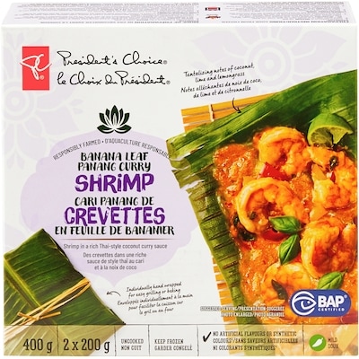 le Choix du Président Cari panang de crevettes en feuille de bananier 400 g, 2,00 $/100g