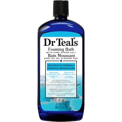 Dr. Teal’s Bain moussant avec du sel d'epsom pur, minéraux réparateurs 1000 ml, 1,00 $/100ml