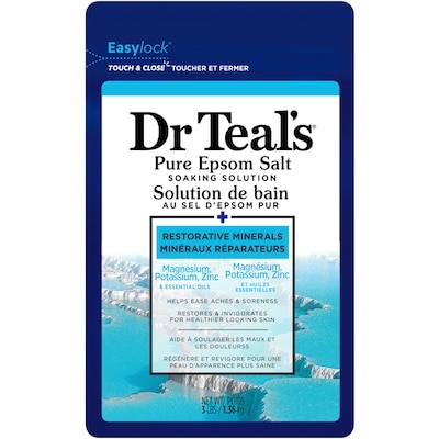 Dr. Teal's Pure Epsom Salt Soaking Solution Restorative Minerals Magnesium, Potassium, Zinc & Essential Oils 1.36 kg, $0.82/100g
