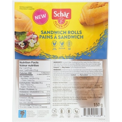 Schar Sandwich Rolls 150 g, $5.66/100g