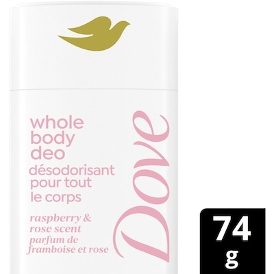 Dove Désodorisant pour tout le corps en bâton Framboise + rose 74 g, 22,96 $/100g