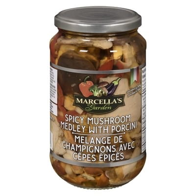 Marcella's Garden Spicy Mushroom Medley With Porcini 580 ml, $1.55/100ml