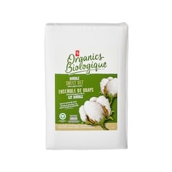 PC Biologique Ensemble de draps 4 pièces en coton biologique pour lit double – blanc 1 ea, 60,00 $/1ch