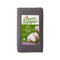 le Choix du Président Ensemble de draps 3 pièces en coton biologique pour lit simple – ardoise 1 ea, 50,00 $/1ch