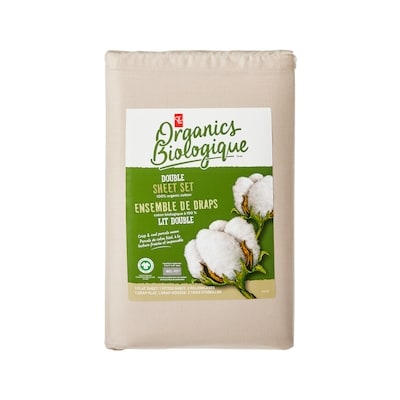 President's Choice Double Organic Cotton Sheet 4 Piece Set - Stone 1 ea, $60.00/1ea