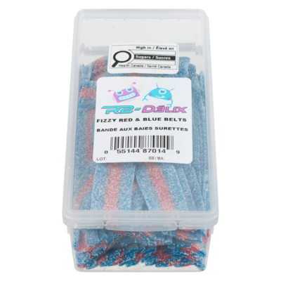 Johnvince Foods Fizzy Red & Blue Raspberry Belts 260 g, $2.69/100g