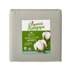 PC Biologique Ensemble de draps 4 pièces en coton biologique pour très grand lit – sauge 1 ea, 80,00 $/1ch