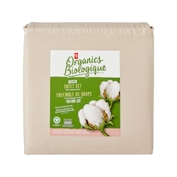 Queen Organic Cotton Sheet 4 Piece Set - Stone