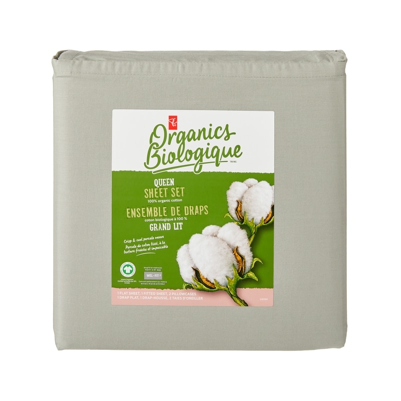 Queen Organic Cotton Sheet 4 Piece Set - Sage