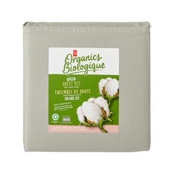 le Choix du Président Ensemble de draps 4 pièces en coton biologique pour grand lit – vert sauge 1 ea, 70,00 $/1ch