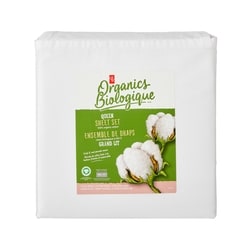 le Choix du Président Ensemble de draps 4 pièces en coton biologique pour grand lit – blanc 1 ea, 70,00 $/1ch