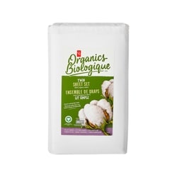 PC Biologique Ensemble de draps 3 pièces en coton biologique pour lit simple – blanc 1 ea, 50,00 $/1ch