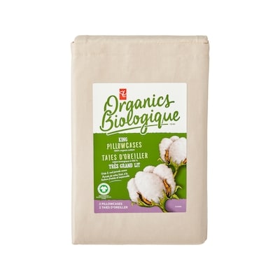 President's Choice King Organic Cotton Pillowcases 2 Piece Set - Stone 2 ea, $7.50/1ea