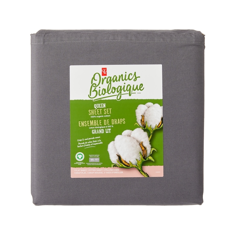 Queen Organic Cotton Sheet 4 Piece Set - Slate