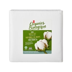 PC Biologique Ensemble de draps 4 pièces en coton biologique pour lit très grand lit – blanc 1 ea, 80,00 $/1ch