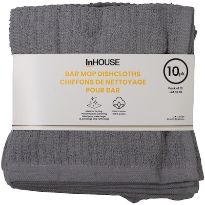 InHouse 10 Pack Bar Mop Towels Light Grey 10 ea, $0.80/1ea