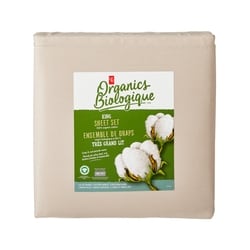 PC Biologique Ensemble de draps 4 pièces en coton biologique pour très grand lit – pierre 1 ea, 80,00 $/1ch