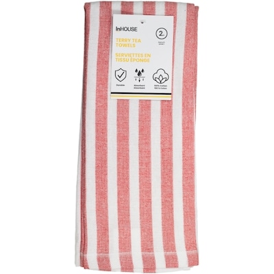 InHouse 2 Pack Terry Tea Towel Red 2 ea, $7.00/1ea