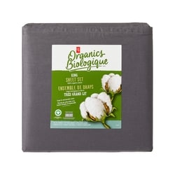 PC Biologique Ensemble de draps 4 pièces en coton biologique pour très grand lit – ardoise 2 ea, 40,00 $/1ch