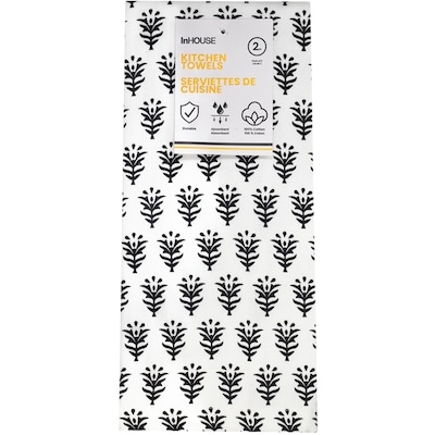 InHouse 2 Pack Printed Towels Black 3 ea, $7.00/1ea