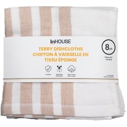 InHouse 8 Pack Terry Dishcloth Tan 8 ea, $8.00/1ea