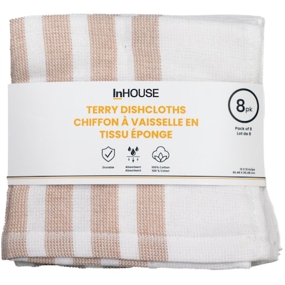 InHouse 8 Pack Terry Dishcloth Tan 8 ea, $8.00/1ea