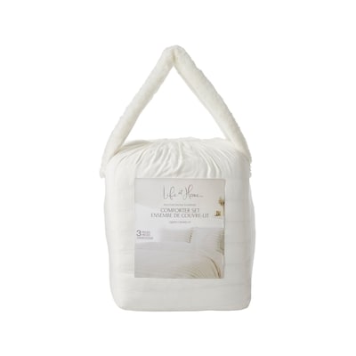 Life at Home Queen Faux Fur Comforter 3 Piece Set - Ivory 1 ea, $69.24/1ea
