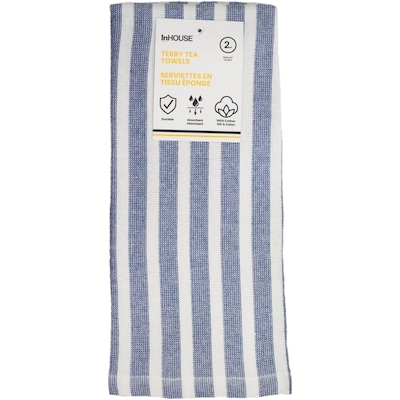 InHouse 2 Pack Terry Tea Towel Blue 2 ea, $3.50/1ea