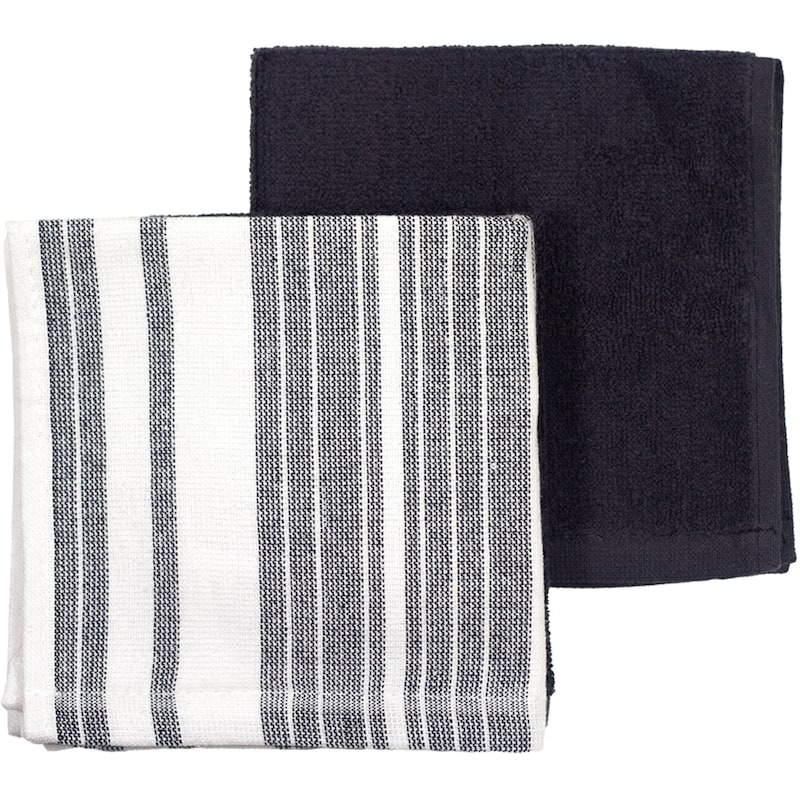 Premium 5 Pack Cotton Terry Dishcloth Charcoal