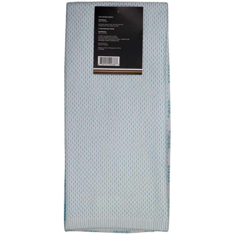 Premium 2 Pack Kitchen Towels Basketweave Cyan
