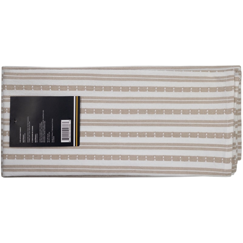 Premium 2 Pack Kitchen Towels Basketweave Tan