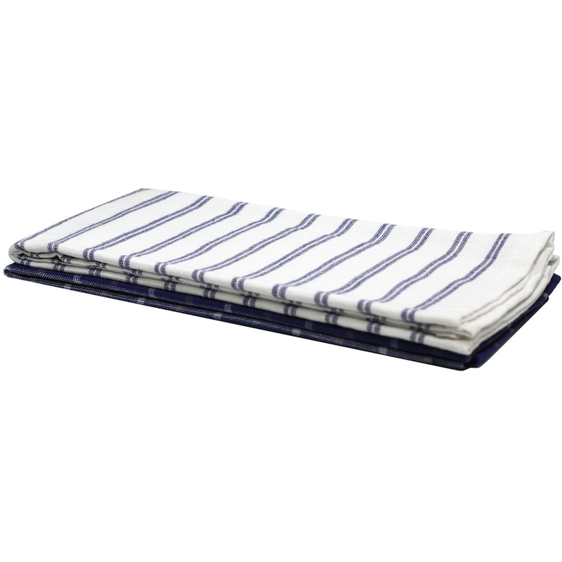 Premium 2 Pack Kitchen Towels Basketweave Navy