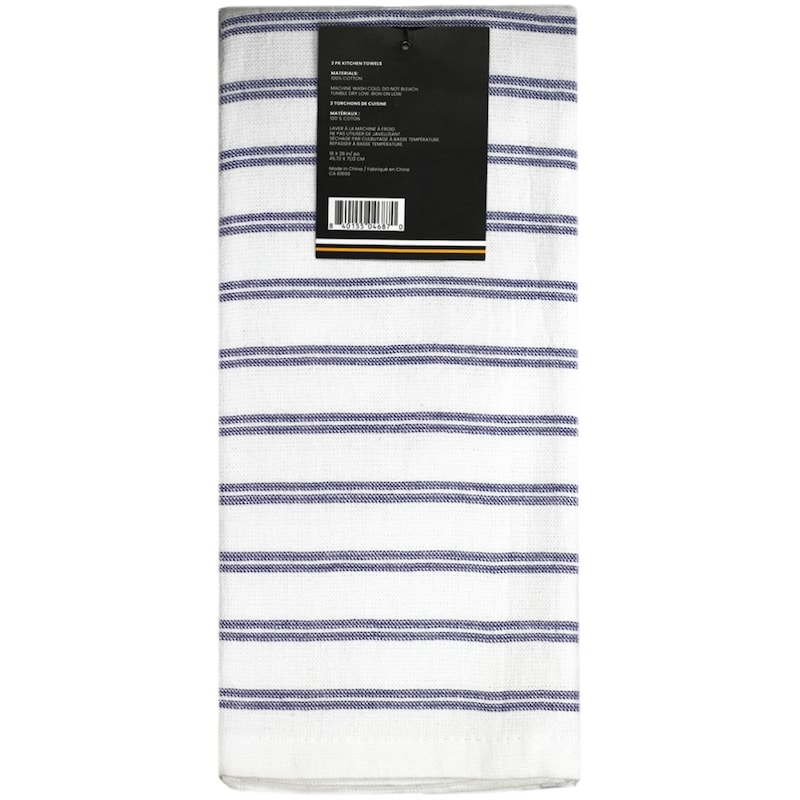 Premium 2 Pack Kitchen Towels Basketweave Navy