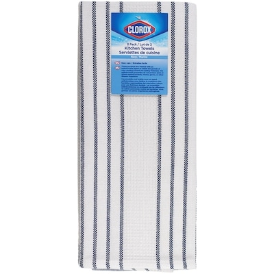 Clorox 2 Pack Flat Weave Waffle Kitchen Towel Navy 2 ea, $5.50/1ea