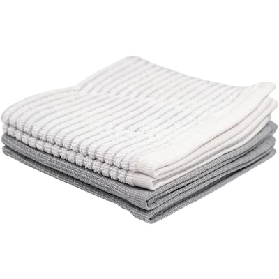 4 Pack Rib Dishcloth Set Gray