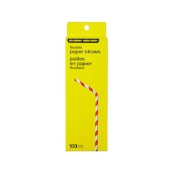 Sans Nom Lot de 100 pailles en papier flexibles 100 ea, 0,04 $/1ch