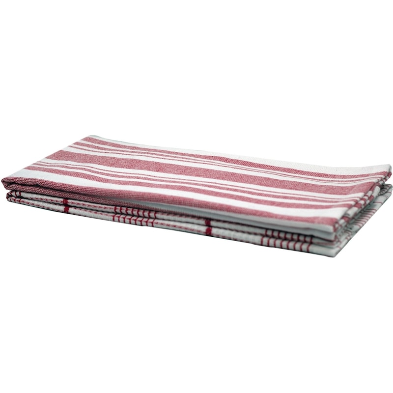 Premium 2 Pack Kitchen Towels Basketweave Red