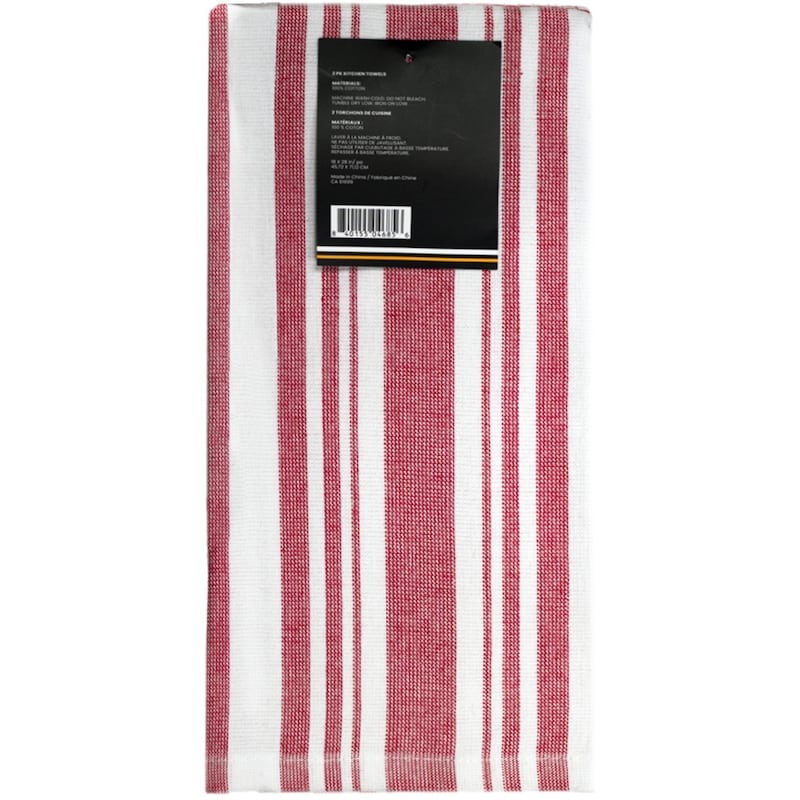 Premium 2 Pack Kitchen Towels Basketweave Red